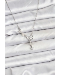 316L Çelik Zincir Gümüş Renk Kelebek Model Kadın Kolye