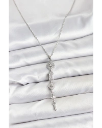 316L Çelik Zincir Gümüş Renk Kutup Yıldızı Enerji Model Kadın Y Kolye