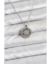 316L Çelik Zincir Gümüş Renk Kutup Yıldızı Kapaklı Model Kadın Kolye