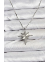 316L Çelik Zincir Gümüş Renk Kutup Yıldızı Model 60 cm Zincir Kadın Kolye