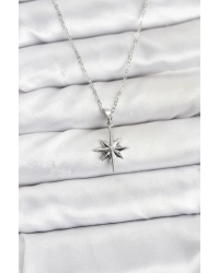 316L Çelik Zincir Gümüş Renk Kutup Yıldızı Model Kadın Kolye