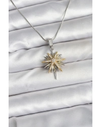 316L Çelik Zincir Gümüş Renk Kutup Yıldızı Model Kadın Kolye