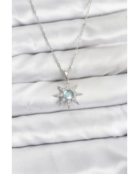 316L Çelik Zincir Gümüş Renk Kutup Yıldızı Model Zirkon Taşlı Kadın Kolye