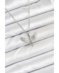 316L Çelik Zincir Gümüş Renk Melek Model Kadın Kolye