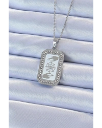 316L Çelik Zincir Gümüş Renk Mineli Zirkon Taşlı Göz Figür Tarot Kolye