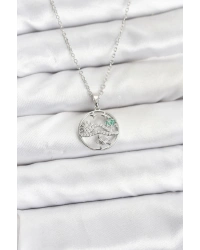 316L Çelik Zincir Gümüş Renk Şans Kolyesi Model Zirkon Taşlı Kadın Kolye