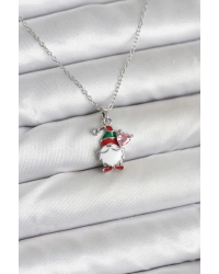 316L Çelik Zincir Gümüş Renk Yılbaşı Teması Kadın Kolye