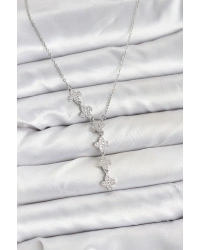 316L Çelik Zincir Gümüş Renk Yonca Model Kadın Kolye