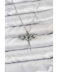 316L Çelik Zincir Gümüş Renk Yusufçuk Model Zirkon Taşlı Kadın Kolye