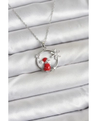 316L Çelik Zincir Gümüş Zirkon Taşlı Yılbaşı Tema Kadın Kolye