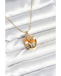 316L Çelik Zincir Kelebek Model Sanatsal Portre Kadın Kolye