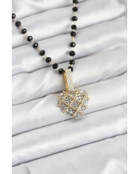 316L Çelik Zincir Kristal Boncuklu Kalpli Kadın Kolye