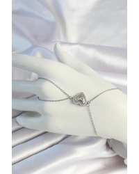 316L Çelik Zincirli Gümüş Renk Kalp Figürlü Zirkon Taşlı Şahmeran