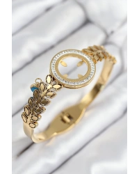 316L Çelik Zirkon Taşlı Çeyrek Takılabilir Gold Renk Kelepçe