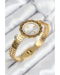 316L Çelik Zirkon Taşlı Çeyrek Takılabilir Gold Renk Kelepçe