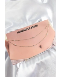 316L Çelik Zirkon Taşlı Damla Model Gold Renk Göbek Bel Zinciri