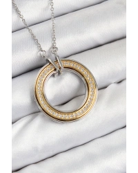 316L Çelik Zirkon Taşlı Dönen Daire Model Gold Ve Gümüş Renk Kadın Kolye