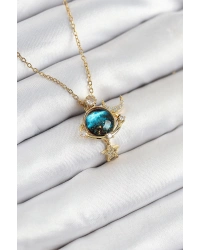 316L Çelik Zirkon Taşlı Gezegen Model Gold Renk Kadın Kolye