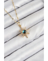 316L Çelik Zirkon Taşlı Kutup Yıldızı Model Gold Renk Kadın Kolye