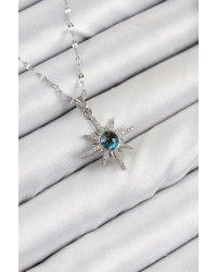 316L Çelik Zirkon Taşlı Kutup Yıldızı Model Gümüş Renk Kadın Kolye