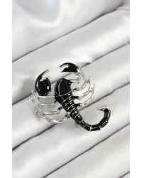 3D Siyah Akrep Figürlü Gümüş Renk Kadın Broş