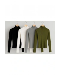 4 LÜ SET BALIKÇI YAKA KADIN KAŞKORSE İNCE KAZAK