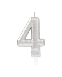 4 Rakam Mum Gümüş Renk