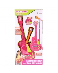 45872  Elektronik Gitar Ayaklı Mikrofon Müzik Seti Pembe -