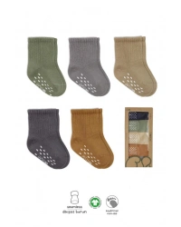 5Li Penye Kaymaz Düz Soket Çorap 10121 Yeşil
