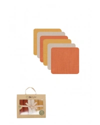 6lı Müslin Mendil 20x20 cm 90106 Kiremit Bej Hardal