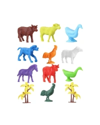 676 Toy Play 12 Parça Renkli Mini Çiftlik Hayvanları Figür Seti 4-6 cm