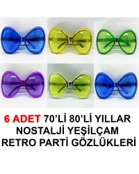 70li 80li Yıllar Nostalji Yeşilçam Retro Parti Gözlükleri 6 Adet