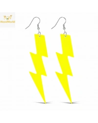 80’ler 90'lar Retro Neon Sarı Şimşek Küpe 10 cm