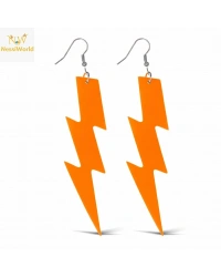 80’ler 90'lar Retro Neon Turuncu Şimşek Küpe 10 cm