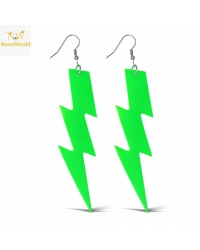 80’ler 90'lar Retro Neon Yeşil Şimşek Küpe 10 cm