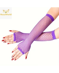 80’ler 90’lar Retro Mor File Parmaksız Eldiven 26 cm