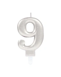 9 Rakam Mum Gümüş Renk