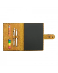 A5 Defter ve Ajanda Kılıfı - %100 Rainbow Deri - KO10001 - Hardal Sarısı