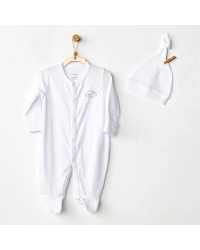 AC24708 Jacquard Bebek Tulum Takım White