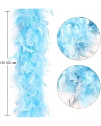 Açık Mavi Renk Kabarık Kalın Otriş Boa Tüy 6 cm Genişlik 180-200 cm Uzunluk