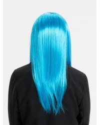 Açık Mavi Renk Uzun Düz Parti Peruğu