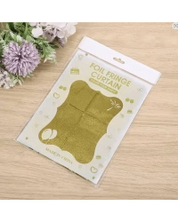   Altın Gold Renk Dikdörtgen Kesim Parlak Sim Görünümlü Fon Perde Dekor 1x2 Metre