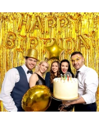 Altın Gold Renk Ekstra Metalize Parlak Saçaklı Arka Fon Perde İthal A Kalite 1x2 Metre NessiWorld