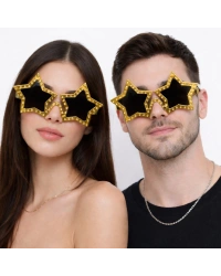 Altın Renk Disko Yıldızı Parti Gözlüğü 16X7 cm