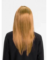 Altın Renk Düz Kesim İçi Astarlı Uzun Parti Peruğu Takma Saç