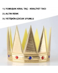 Altın Renk Eva Yumuşak Kral Kraliyet Tacı Yetişkin Çocuk Uyumlu 55cm