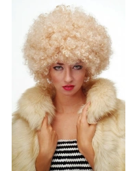 Altın Renk Kıvırcık Afro Bonus Peruk Saç Parti Peruğu Platin Gold