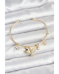 Anka Kuşu Charmlı Gold Renk Pirinç Kadın Bileklik