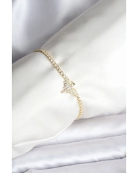 Anka Kuşu Model Zirkon Taşlı Gold Renk Pirinç Su Yolu Kadın Bileklik