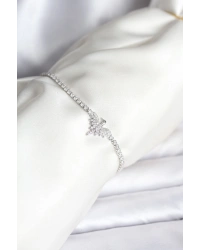 Anka Kuşu Model Zirkon Taşlı Gümüş Renk Pirinç Su Yolu Kadın Bileklik